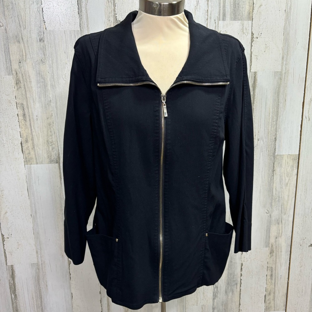 JM‎ Collection Black Full Zip Collared Jacket